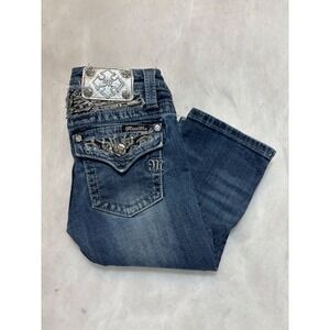 Miss Me Jeans Girls Capris Denim Embellished Pockets Size 12